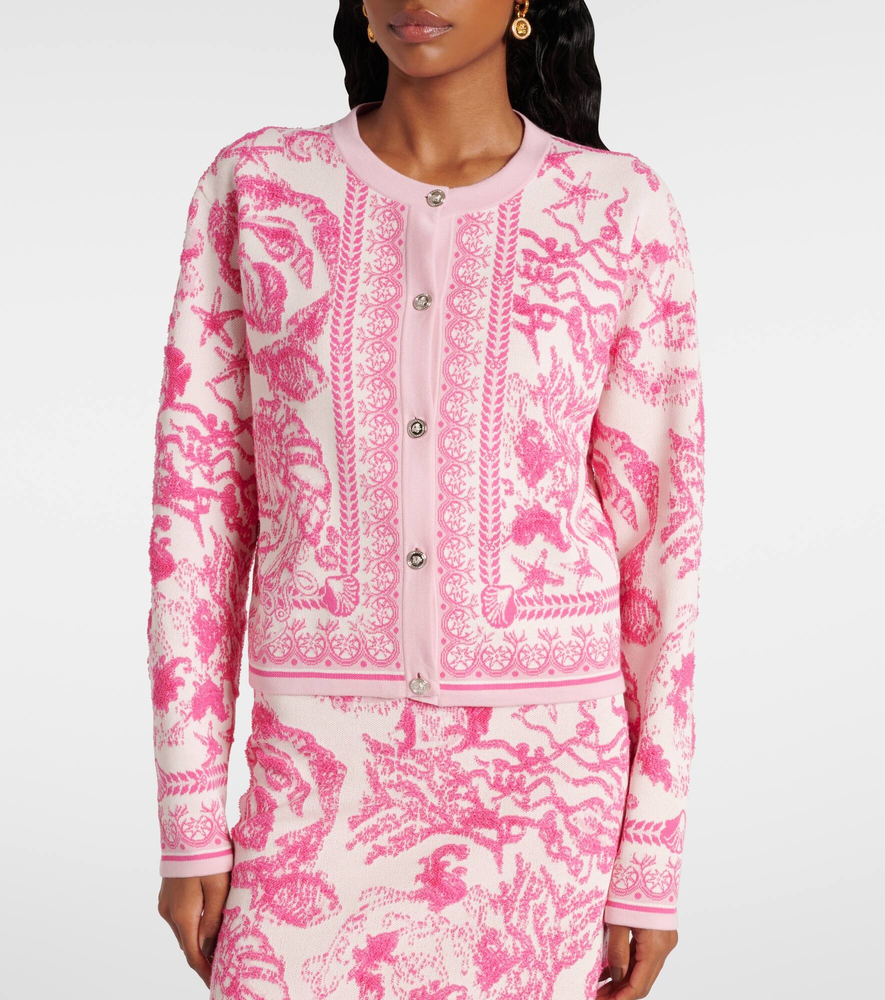 Underwater Barocco jacquard cardigan - 6