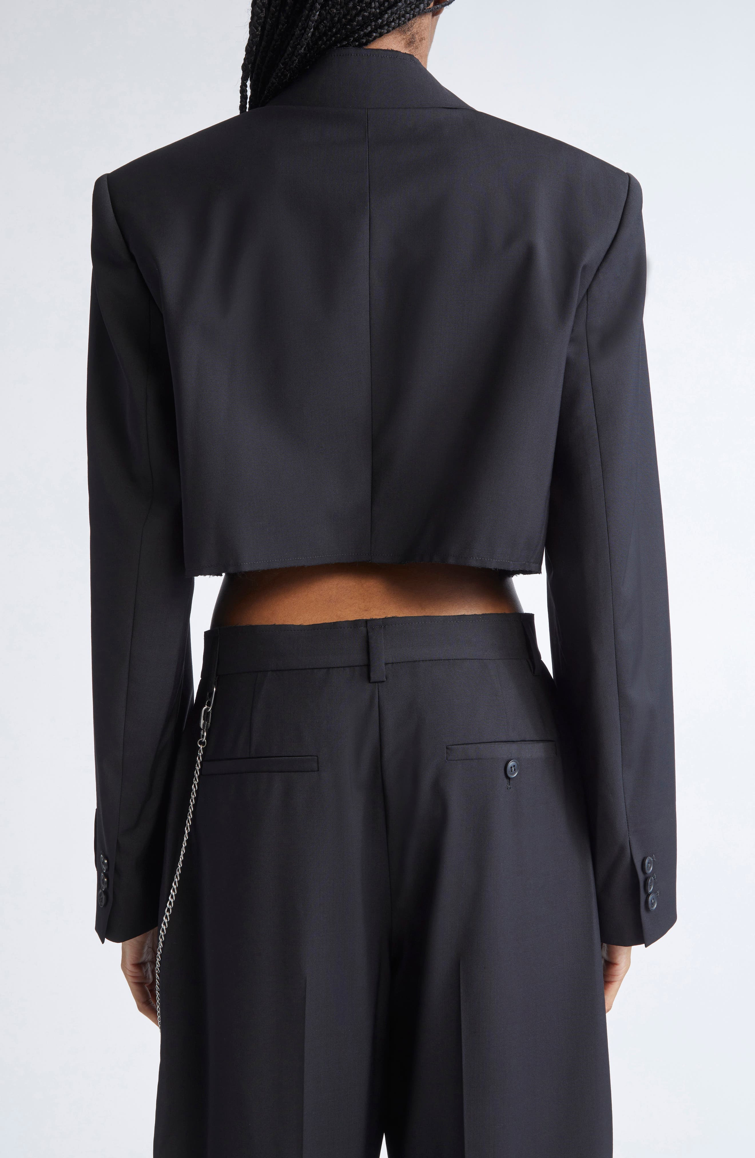 Alexander Wang Chain Embellished Crop Blazer in Black at Nordstrom - 3