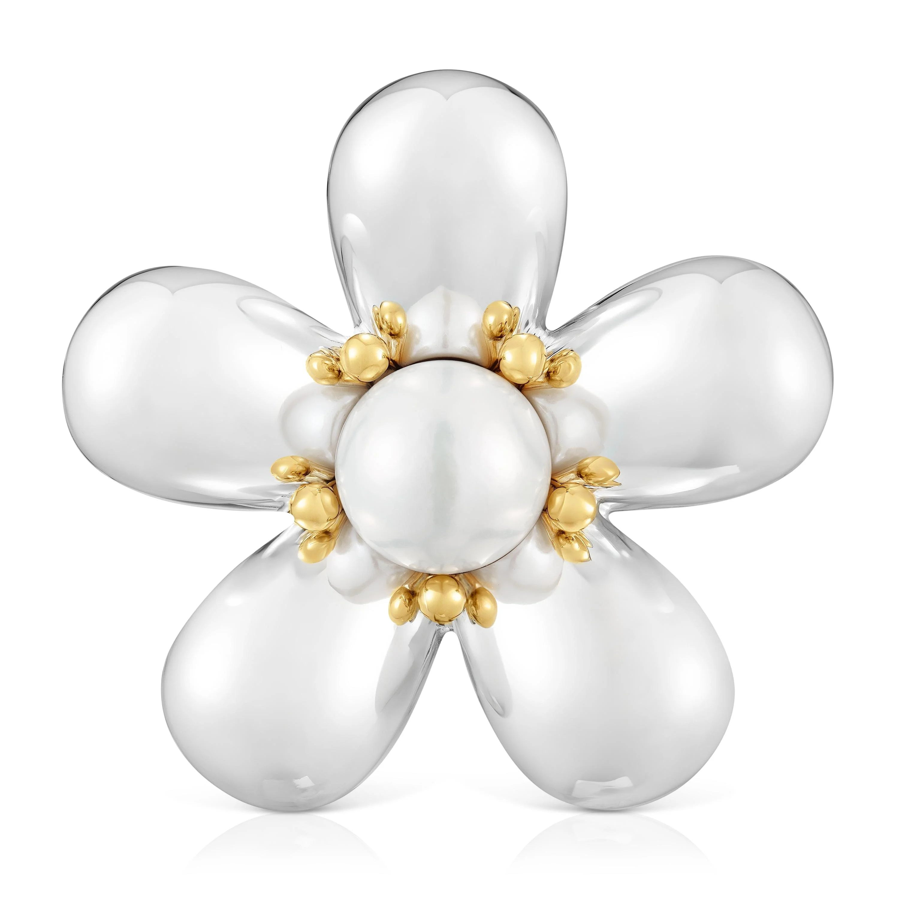 44 mm two-tone flower Brooch with cultured pearl Daisy - 1