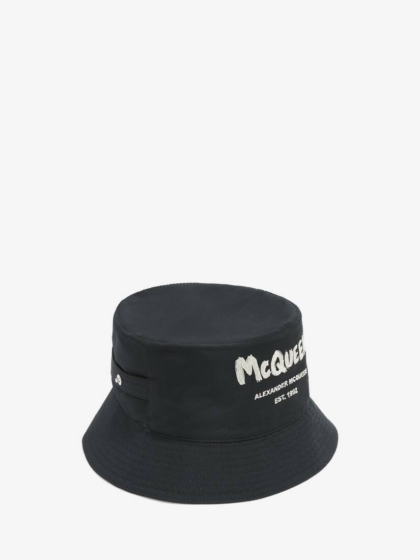 Mcqueen Graffiti Bucket Hat in Black/ivory - 1