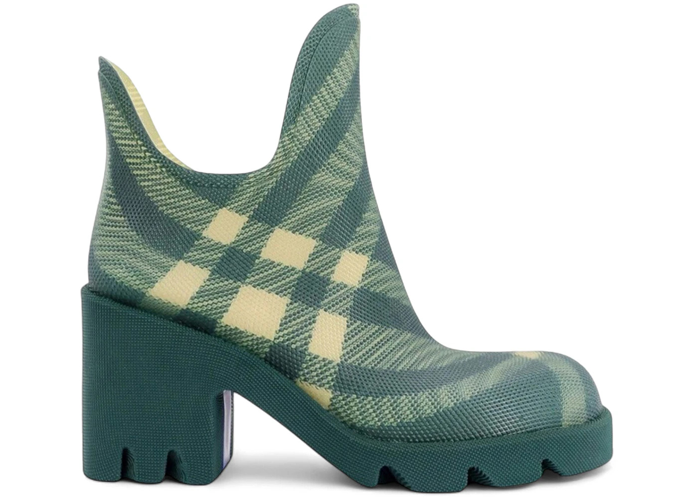 Burberry Marsh Check Printed Round-Toe Ankle Boots Green (Women's) - 1