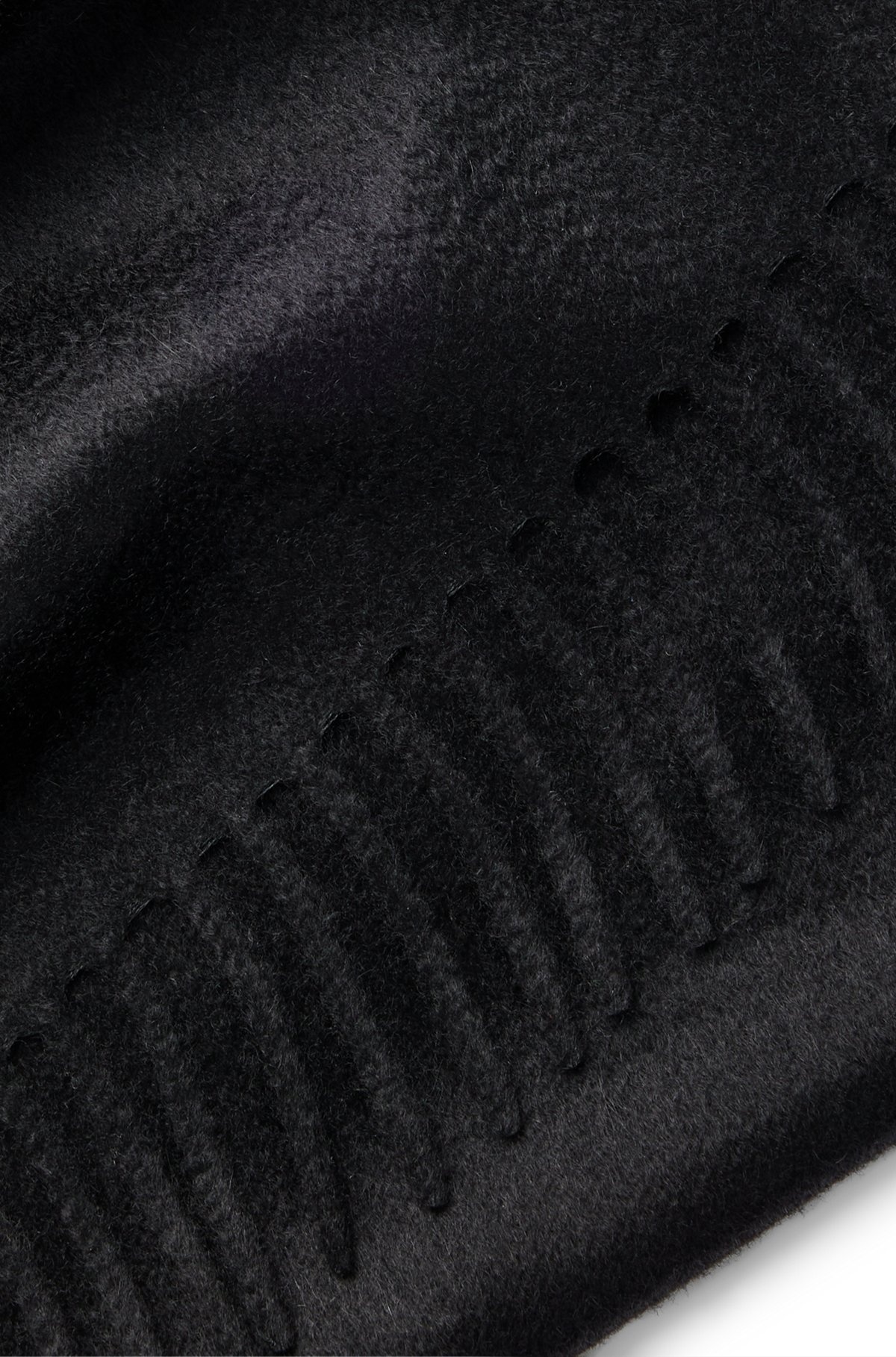 FRINGED SCARF IN PURE ITALIAN CASHMERE WITH EMBROIDERED LOGO - 4