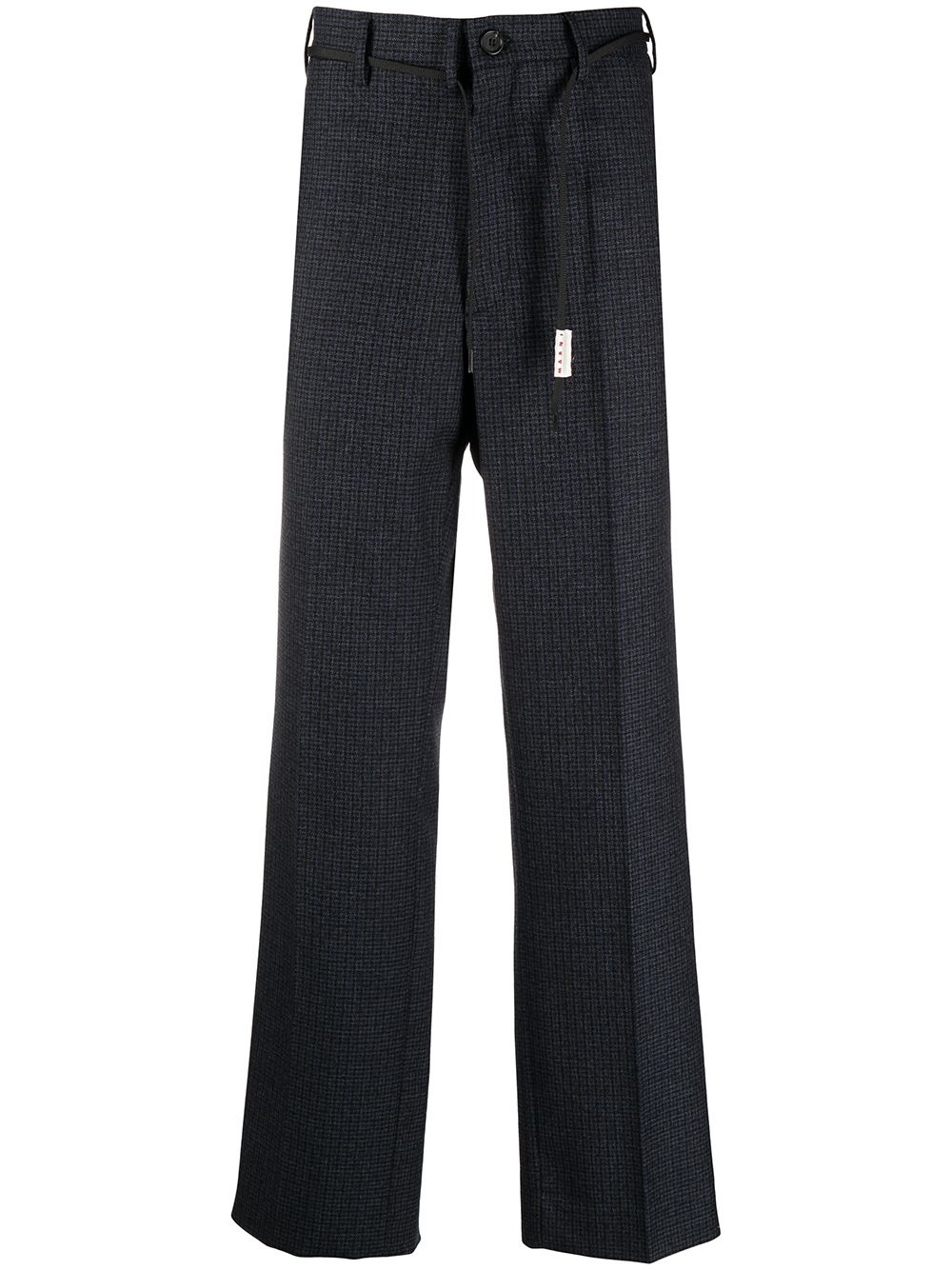 check-print straight-leg trousers - 1