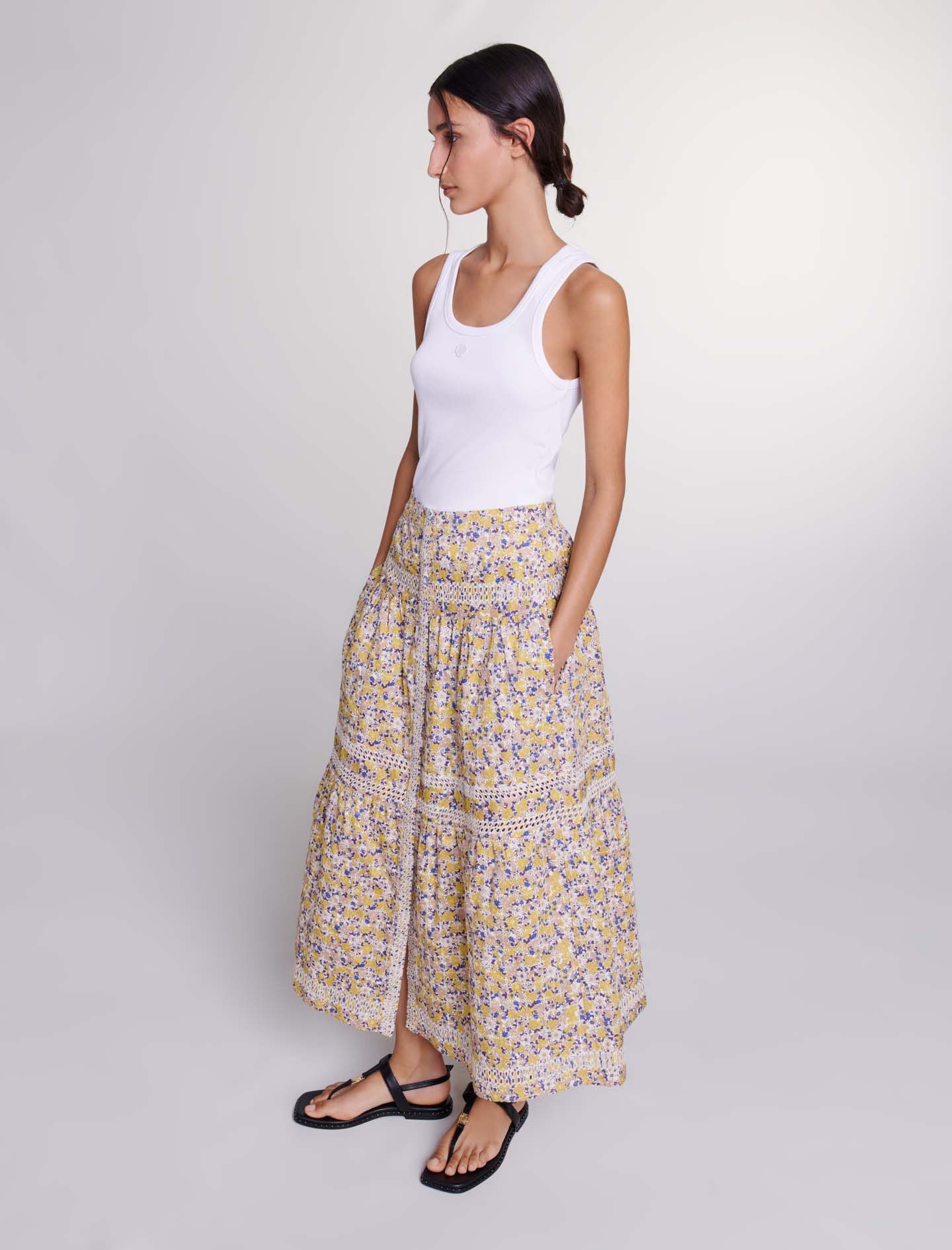 Long floral embroidered skirt - 6