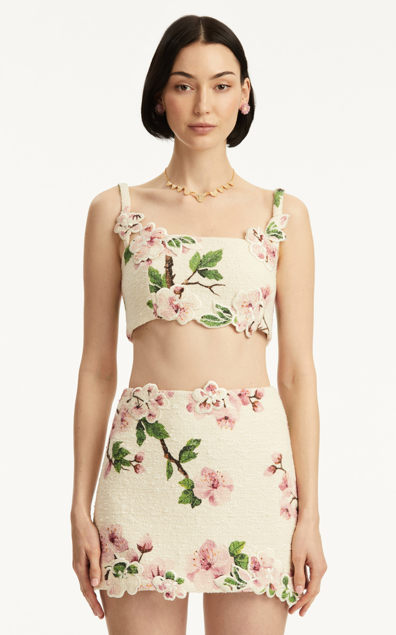 Embroidered Tweed Mini Skirt ivory - 6