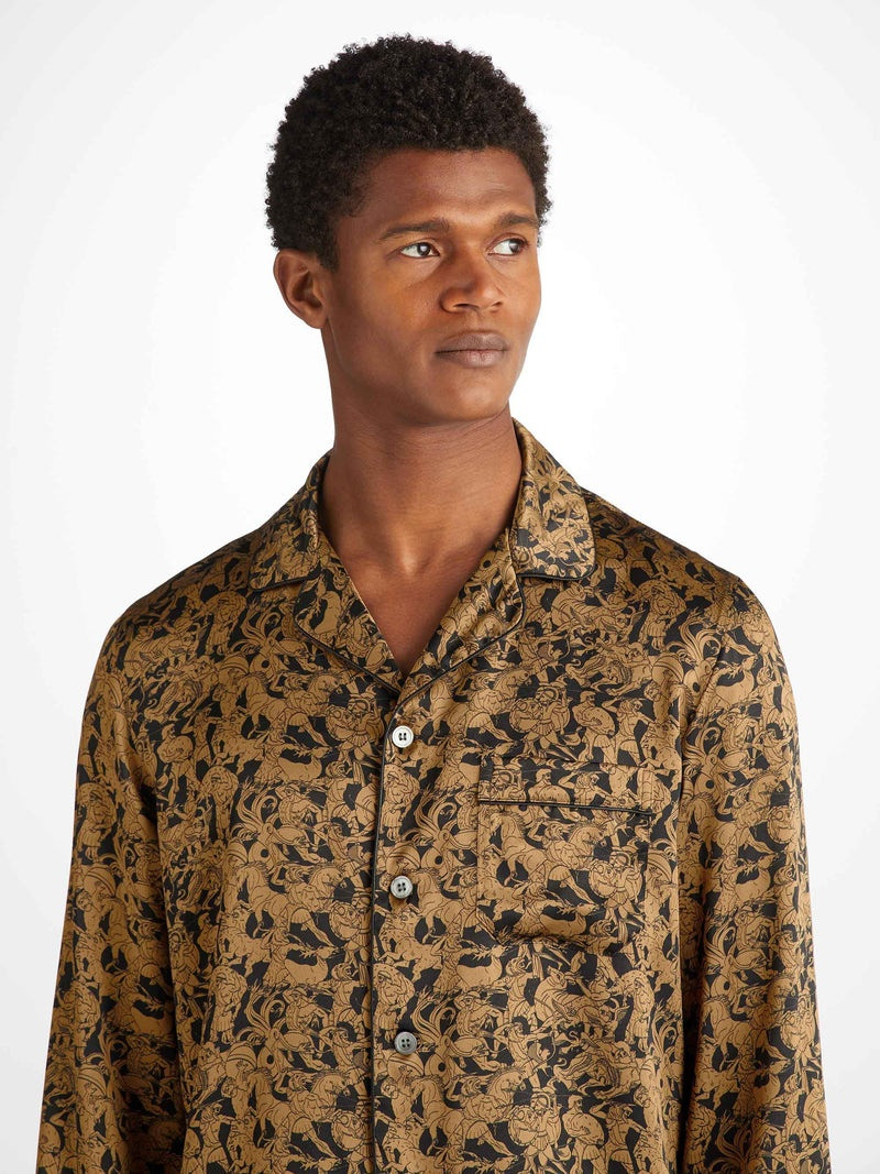 Men's Pajamas Brindisi 108 Silk Satin Black 5