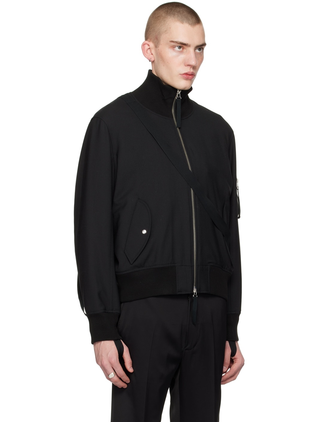 Black Seatbelt Bomber Jacket - 2