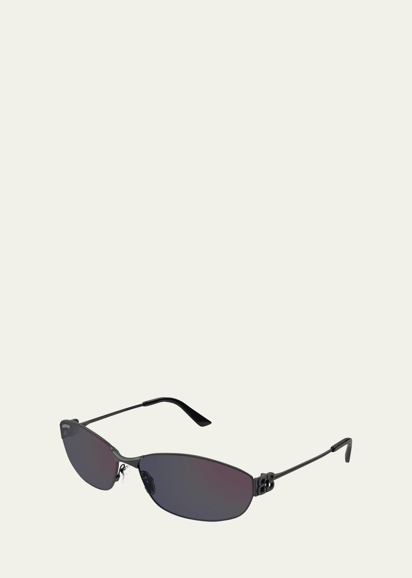 Men's BB Logo Metal and Nylon Oval Sunglasses - 2