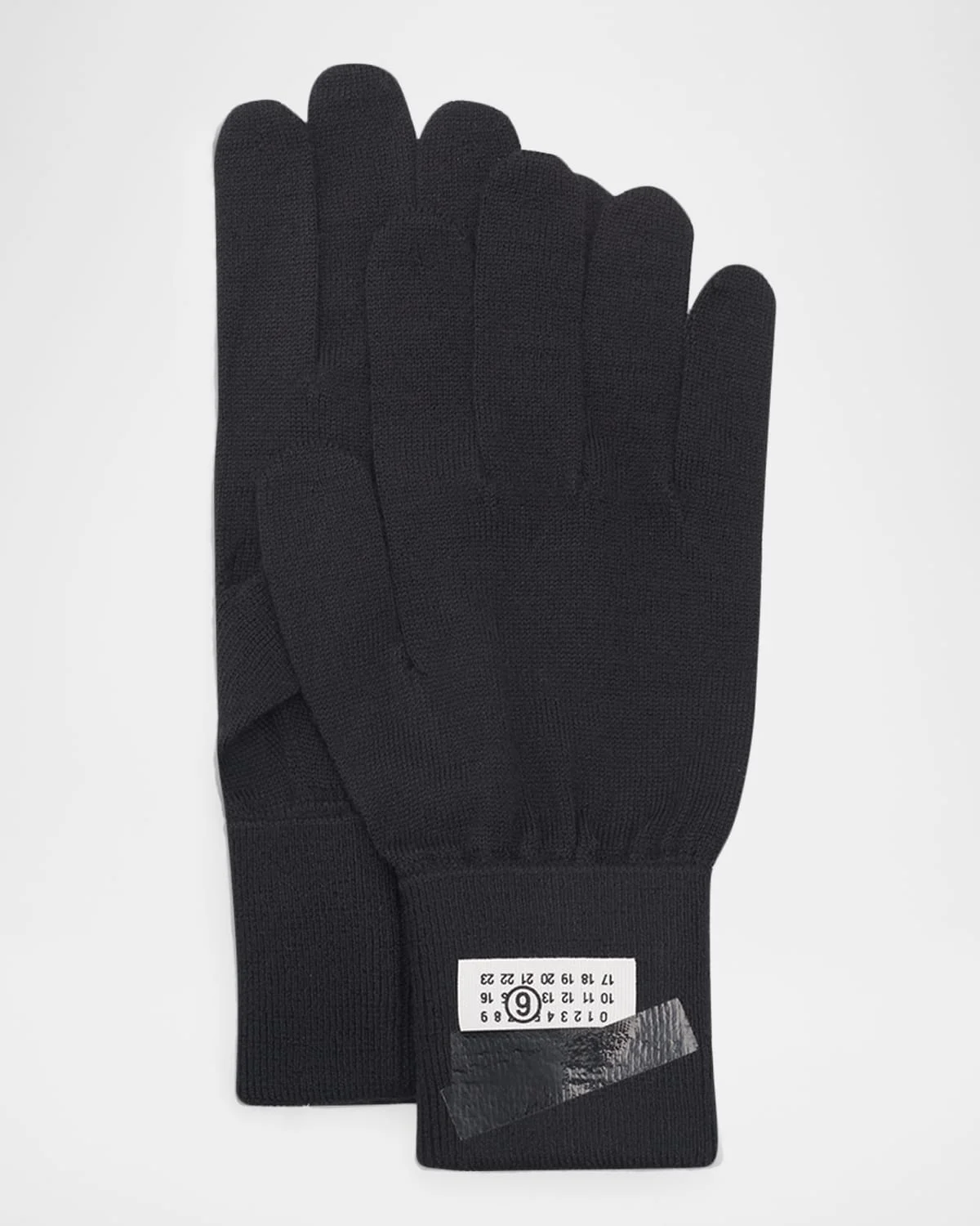 Men's Numbers Trompe L'oeil Tape Wool Knit Gloves - 1