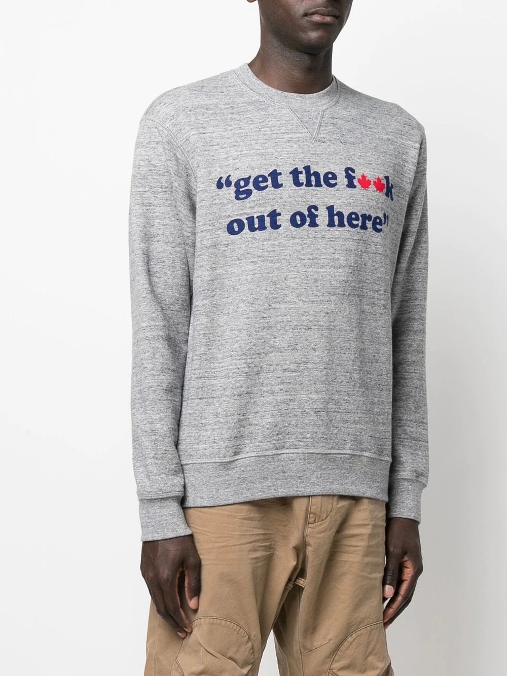 slogan-print mélange sweatshirt - 3