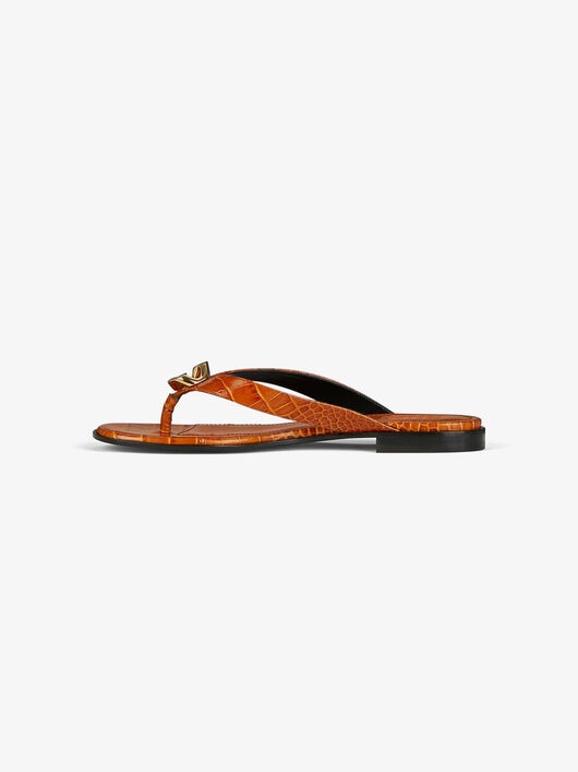 G CHAIN BUCKLE SANDALS IN CROCODILE EFFECT LEATHER - 4