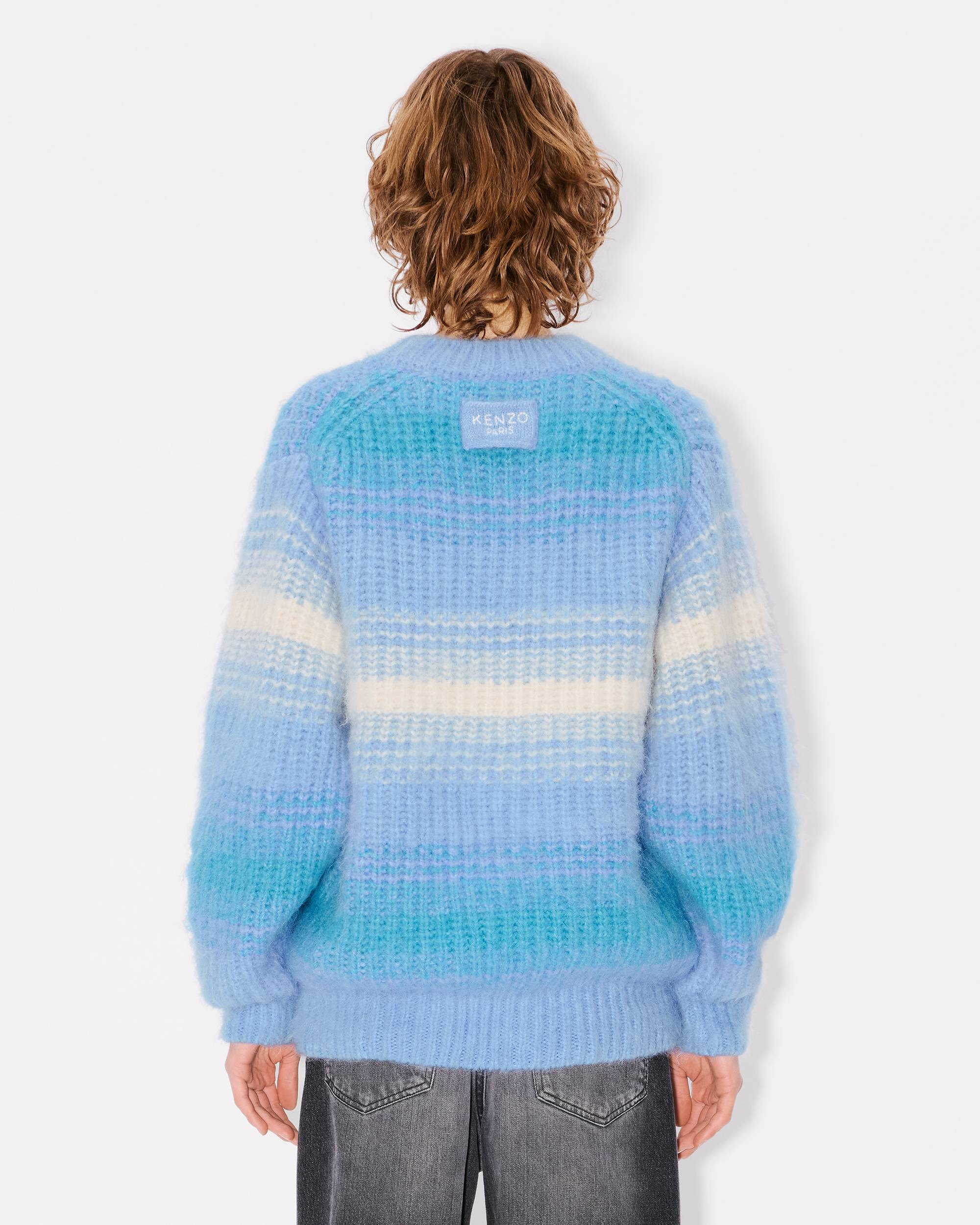 'KENZO Speed Stripe' hairy knitted jumper in mixed alpaca wool - 4