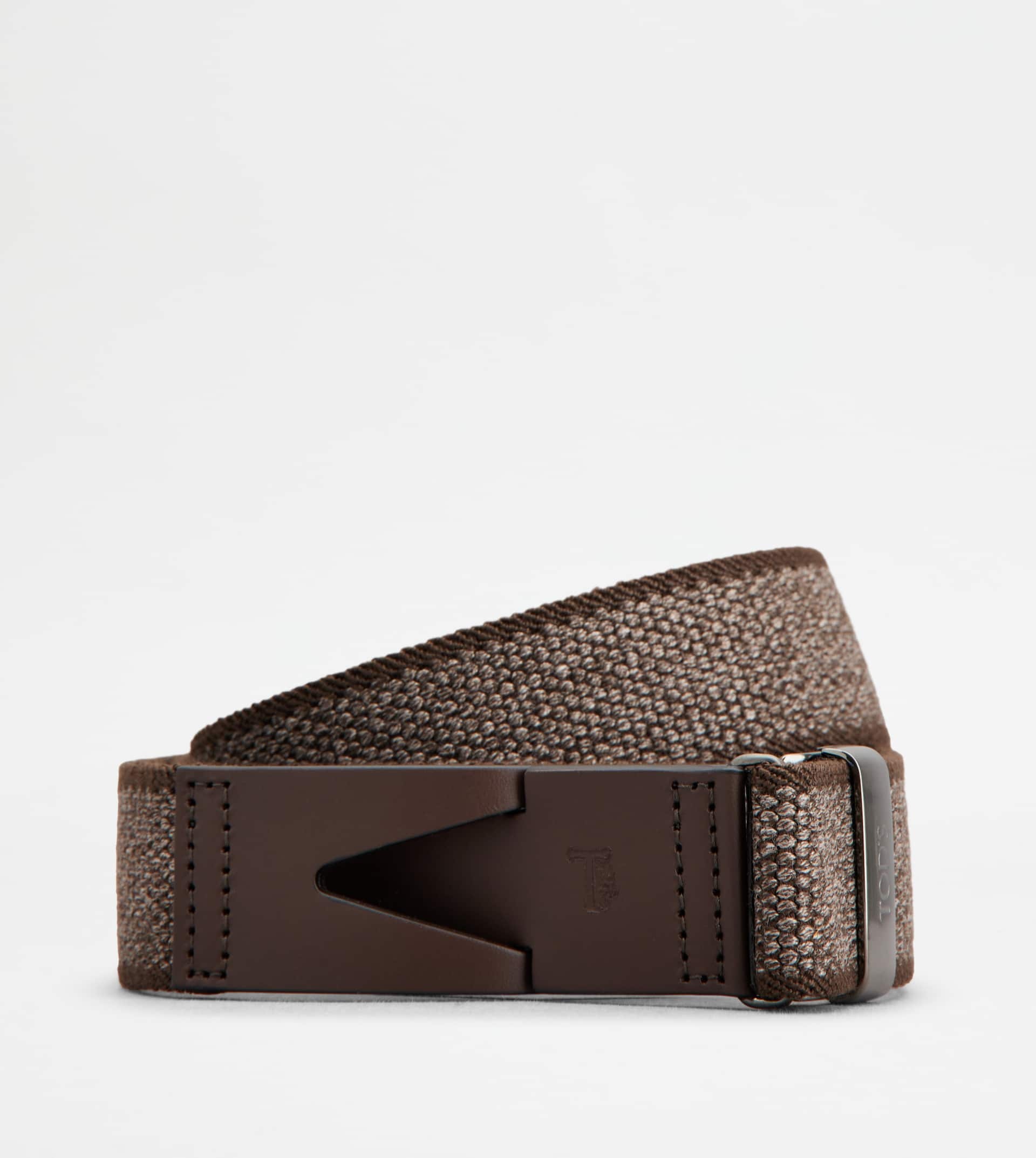 BELT IN CANVAS AND LEATHER - BROWN - 1