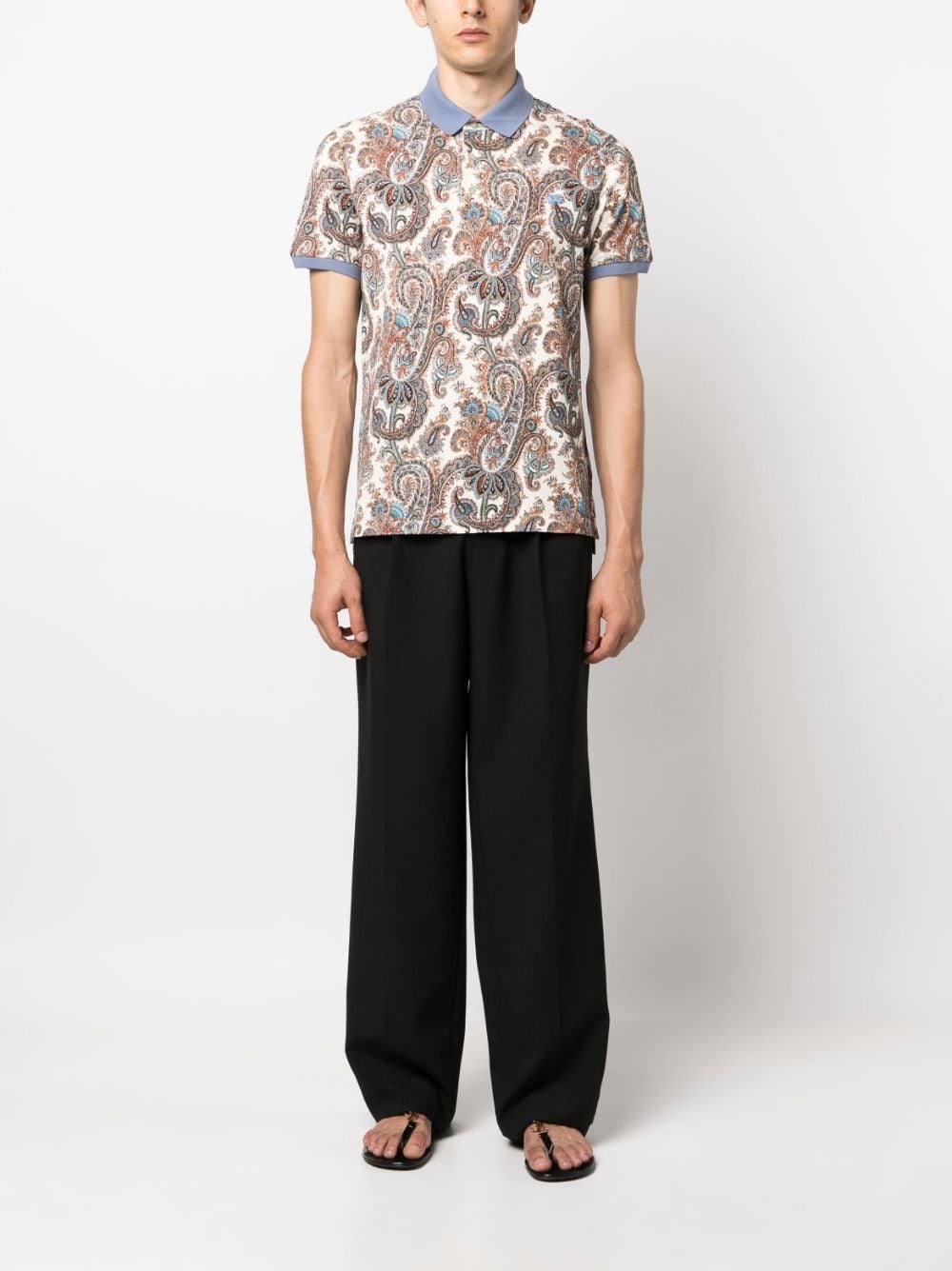 paisley-print cotton polo shirt - 2