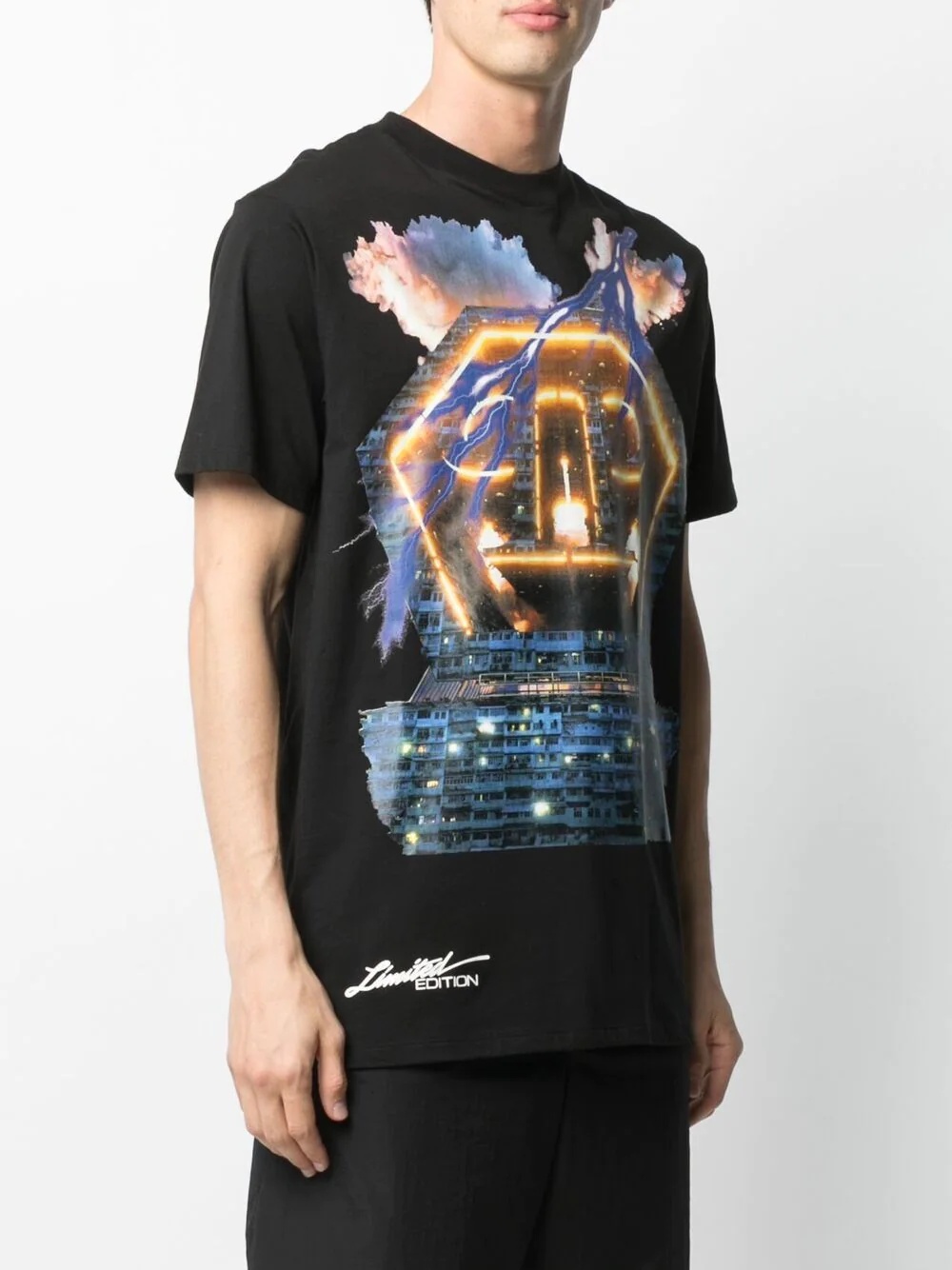 lightning logo building T-shirt - 4