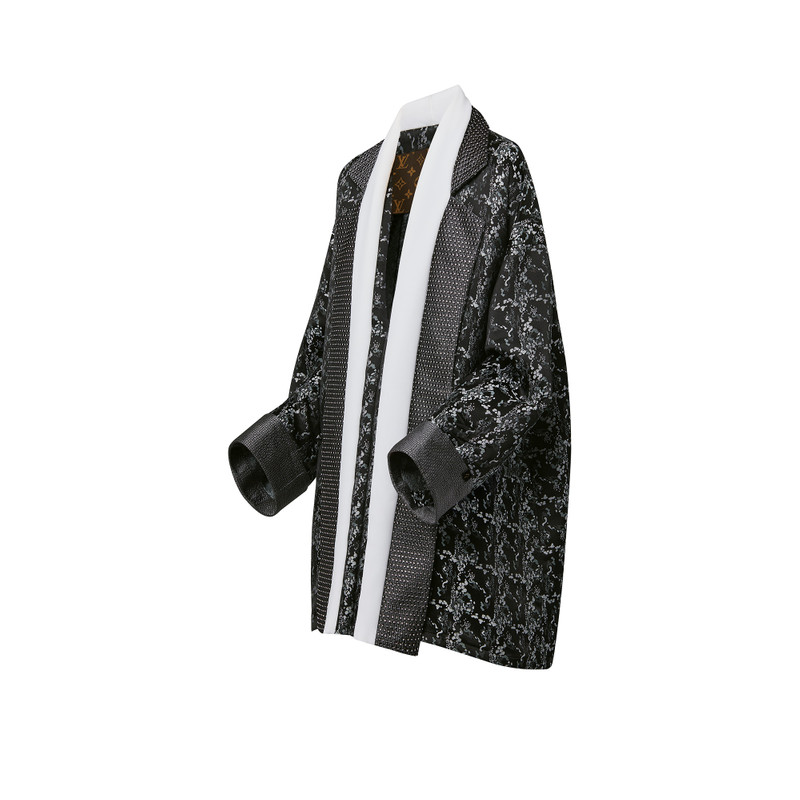 Louis Vuitton Embroidered Trim Abstract Jacquard Robe Jacket outlook