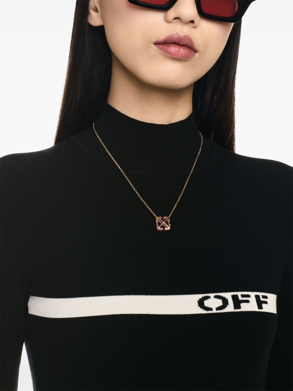 intarsia-knit logo dress - 5