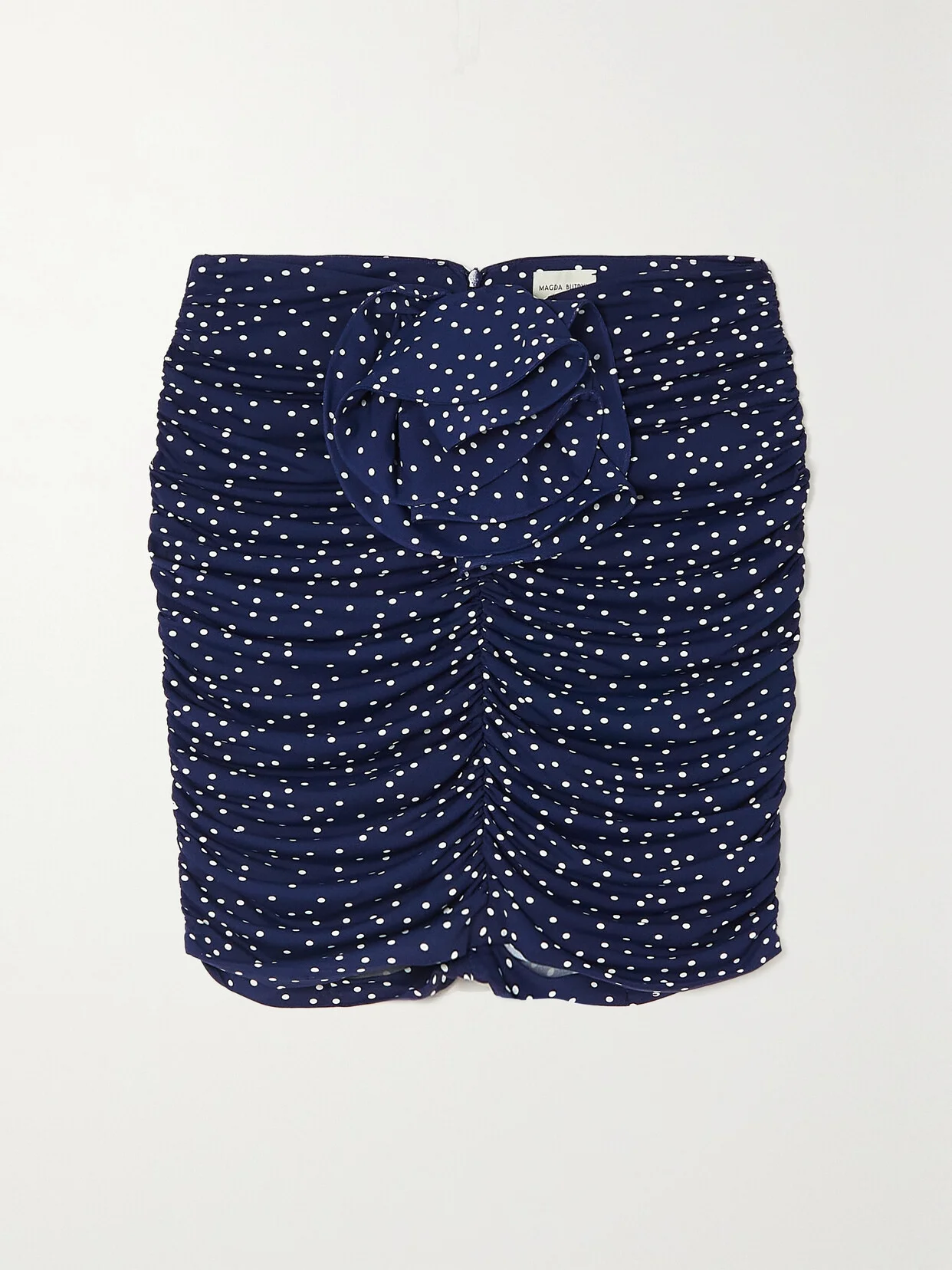 Embellished Ruched Polka-dot Stretch-jersey Mini Skirt - 1