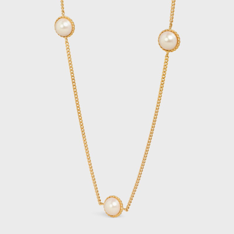 CELINE Les Perles Celine Sautoir in Resin Pearls and Brass with Gold Finish outlook