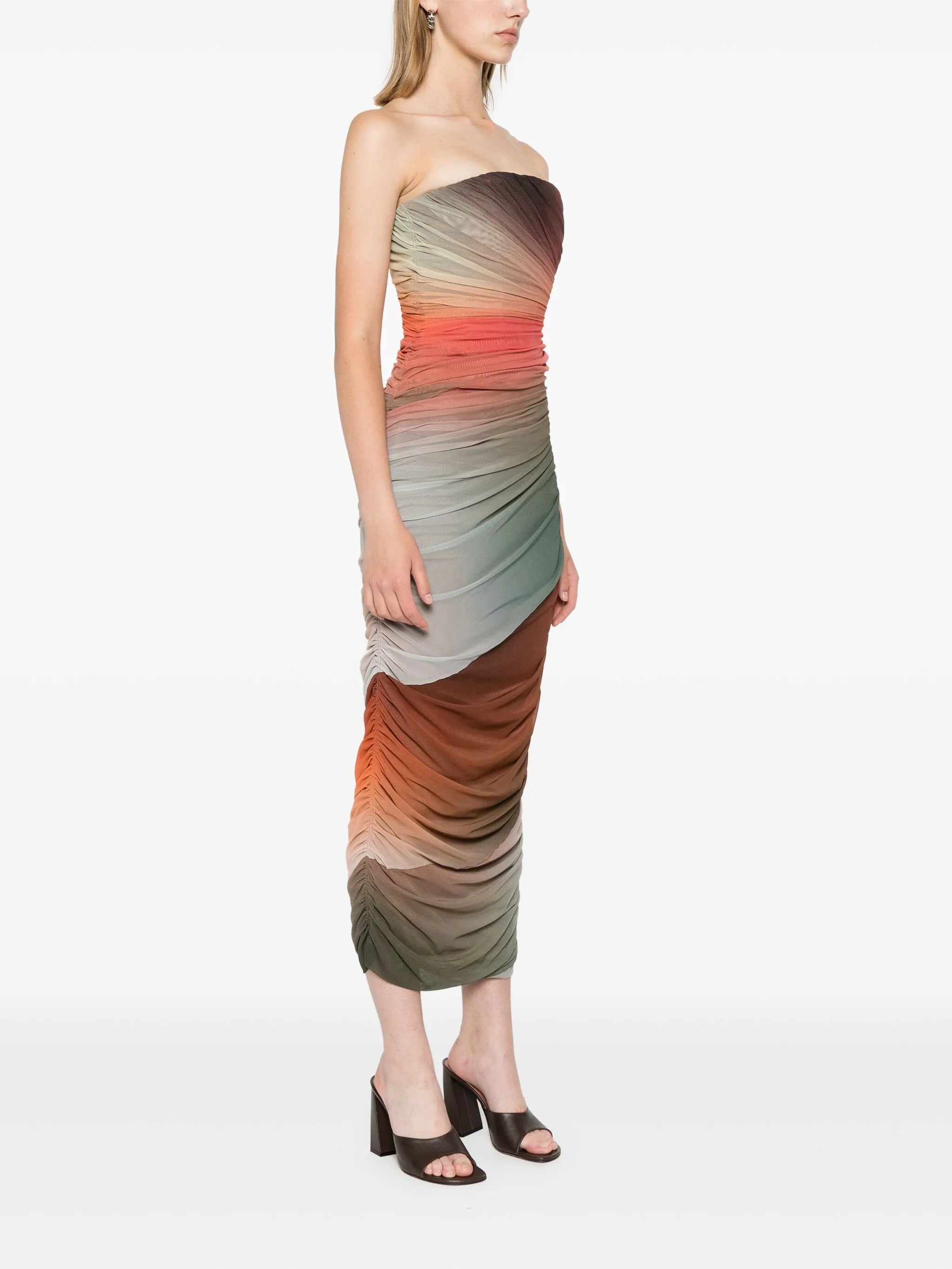 Ruched-detail Gradient Midi Dress - 5