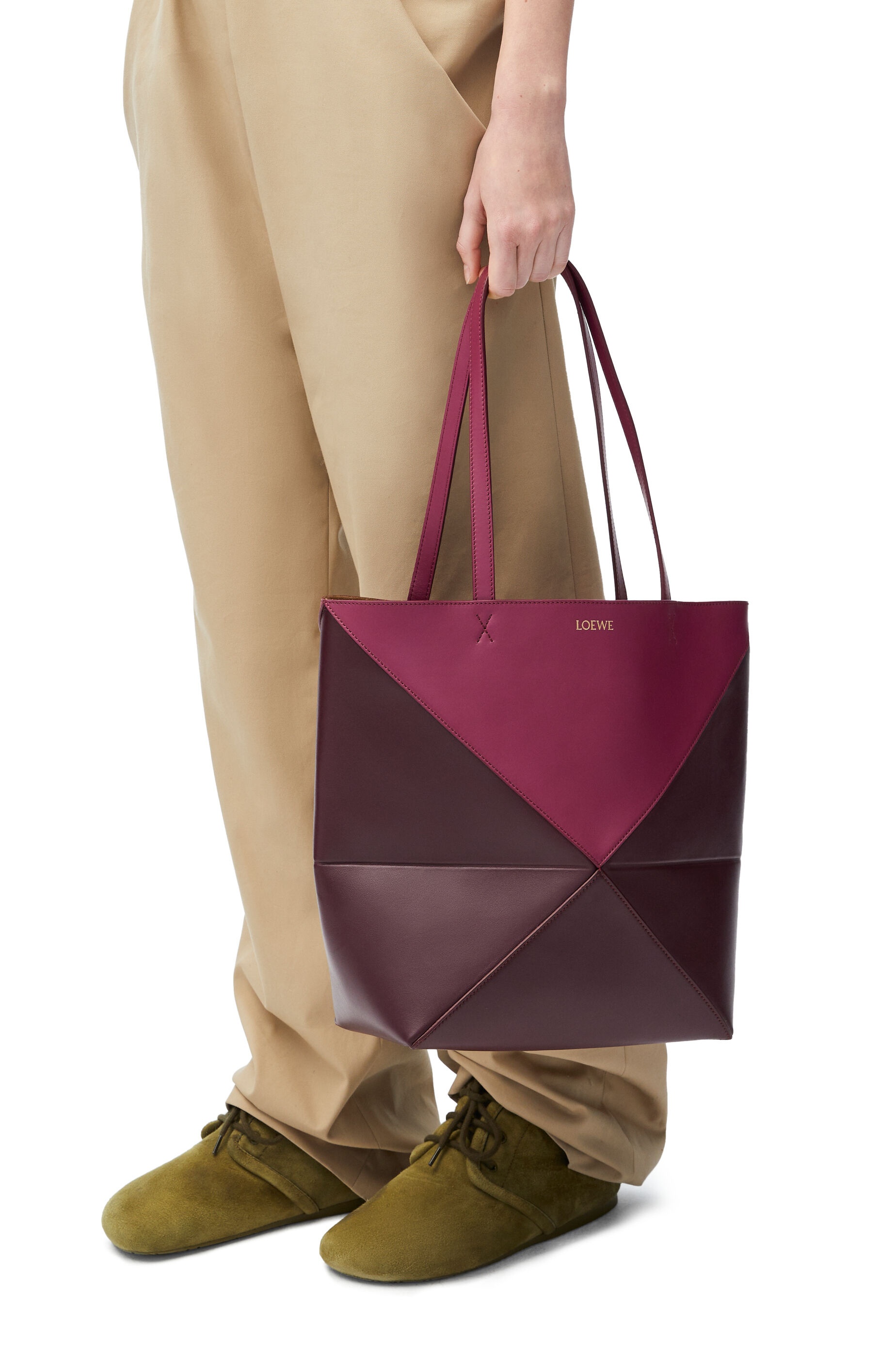 Puzzle Fold Tote in shiny calfskin - 2