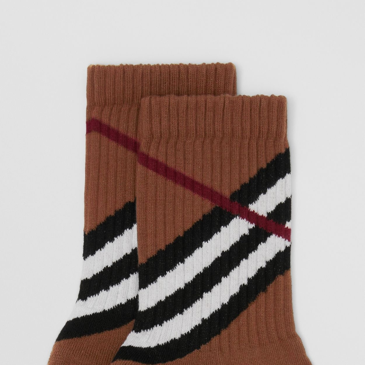 Chevron Check Intarsia Stretch Cotton Socks - 2