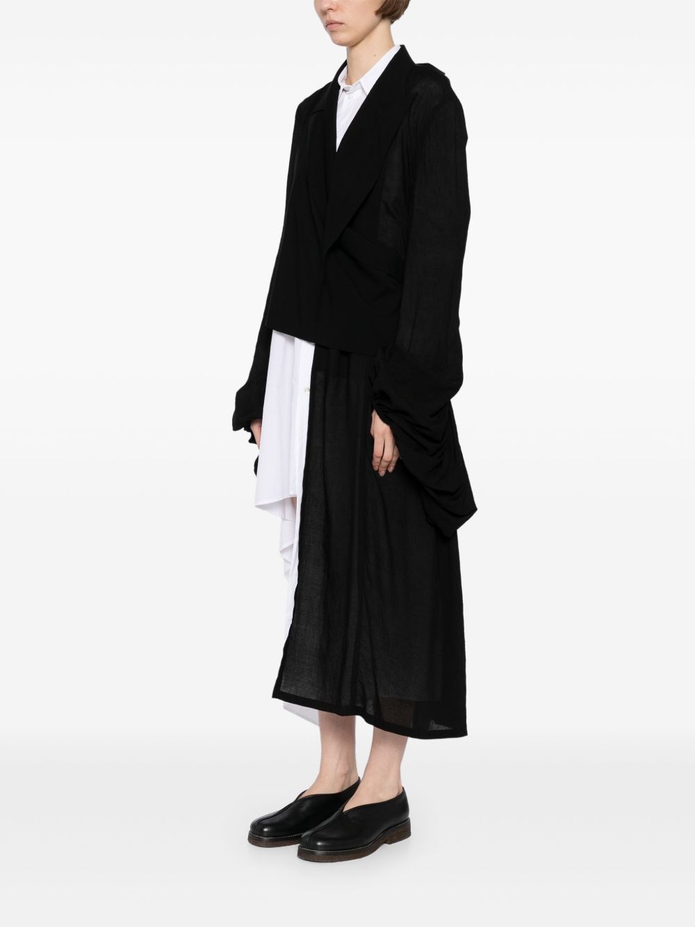 balloon-sleeves wrap blazer - 3