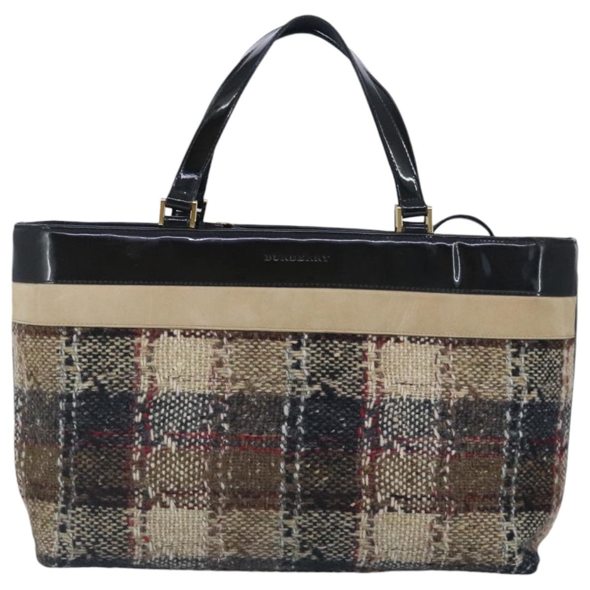 Burberry Hand Bag Wool Beige Gold - 2