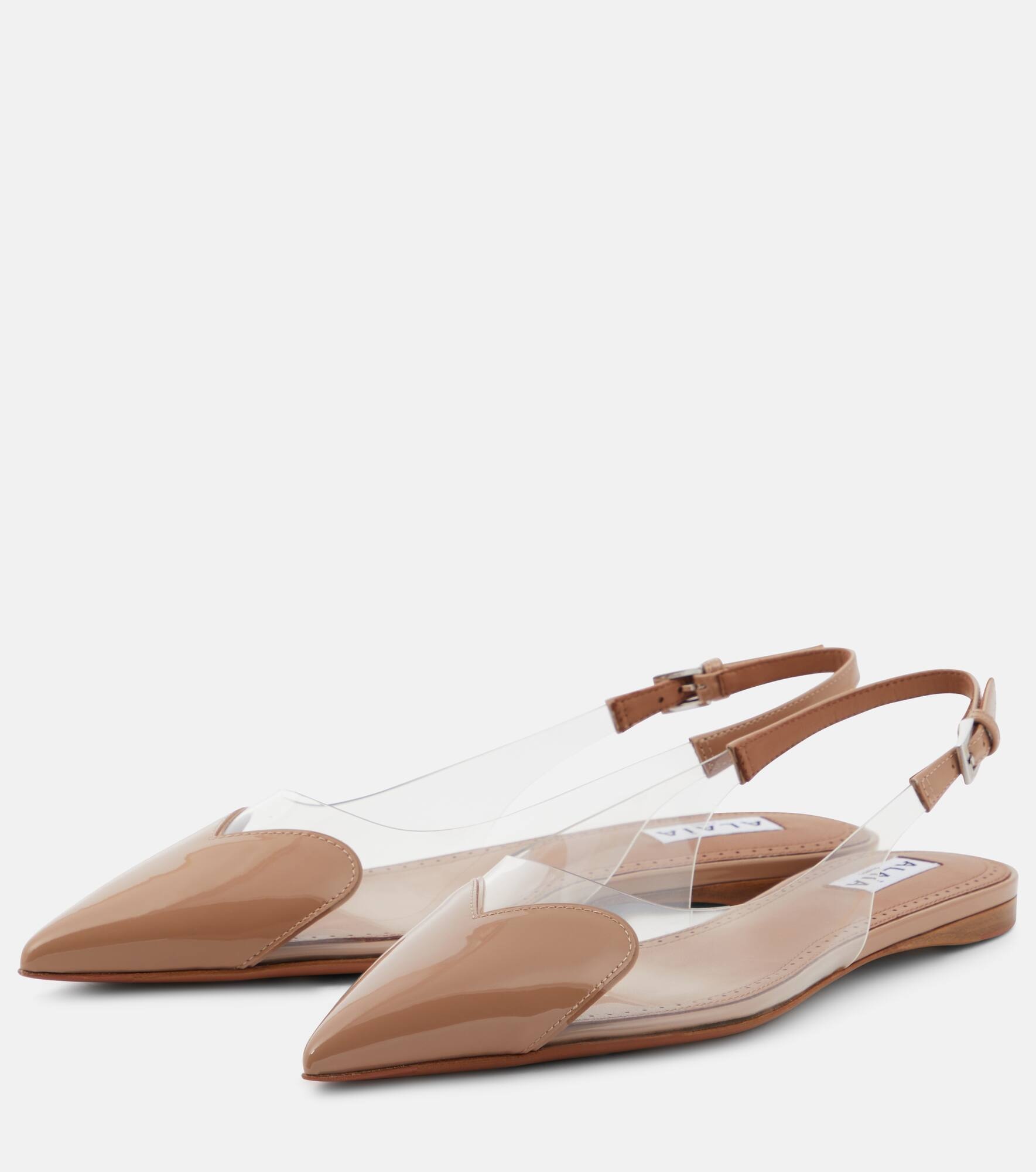 Le Cœur patent leather and PU slingback flats - 5