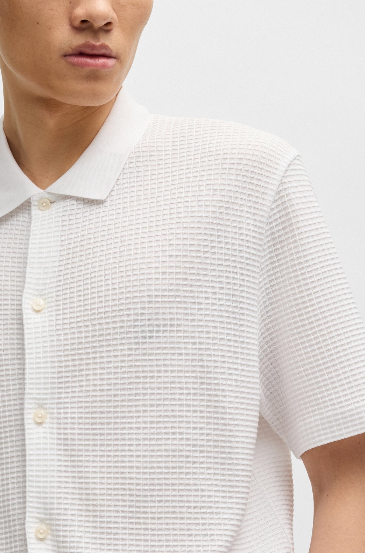 REGULAR-FIT SHIRT IN WAFFLE COTTON - 3