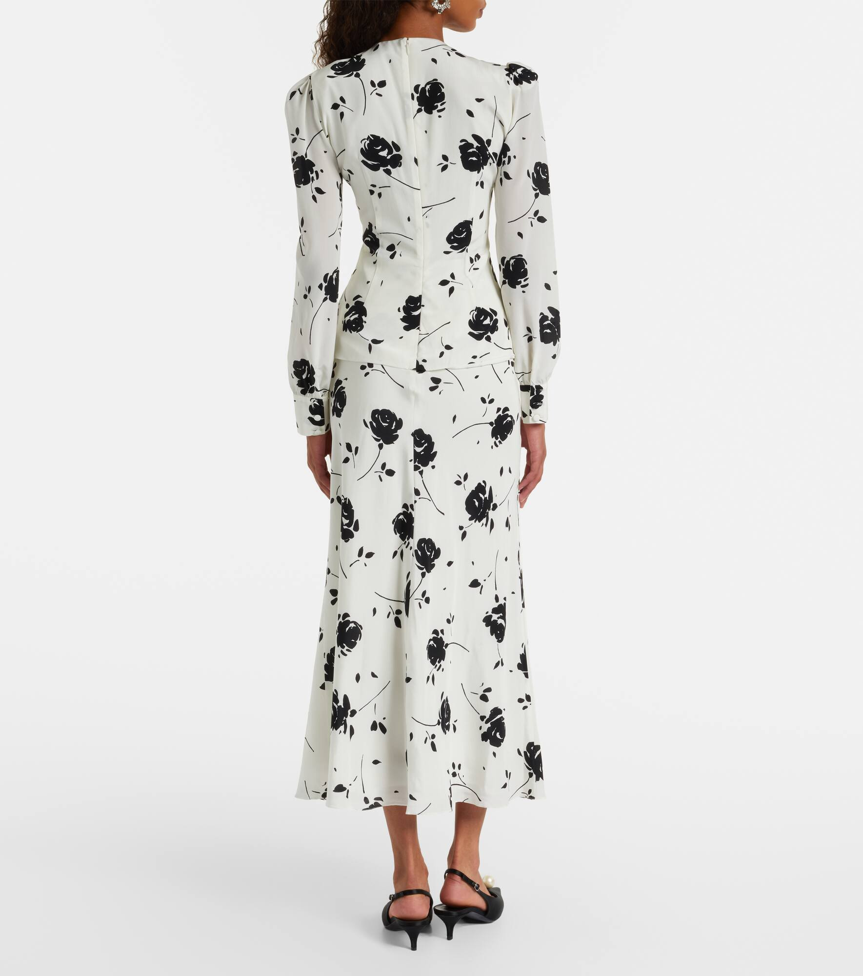 Floral silk midi dress - 3