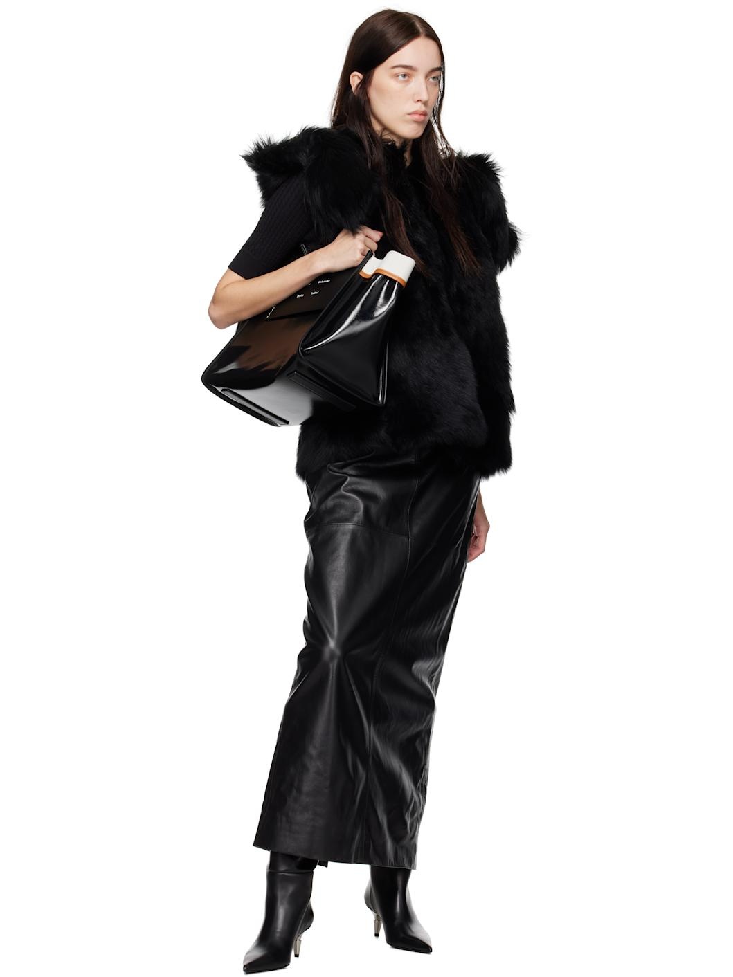 Black Adriana Leather Maxi Skirt - 4