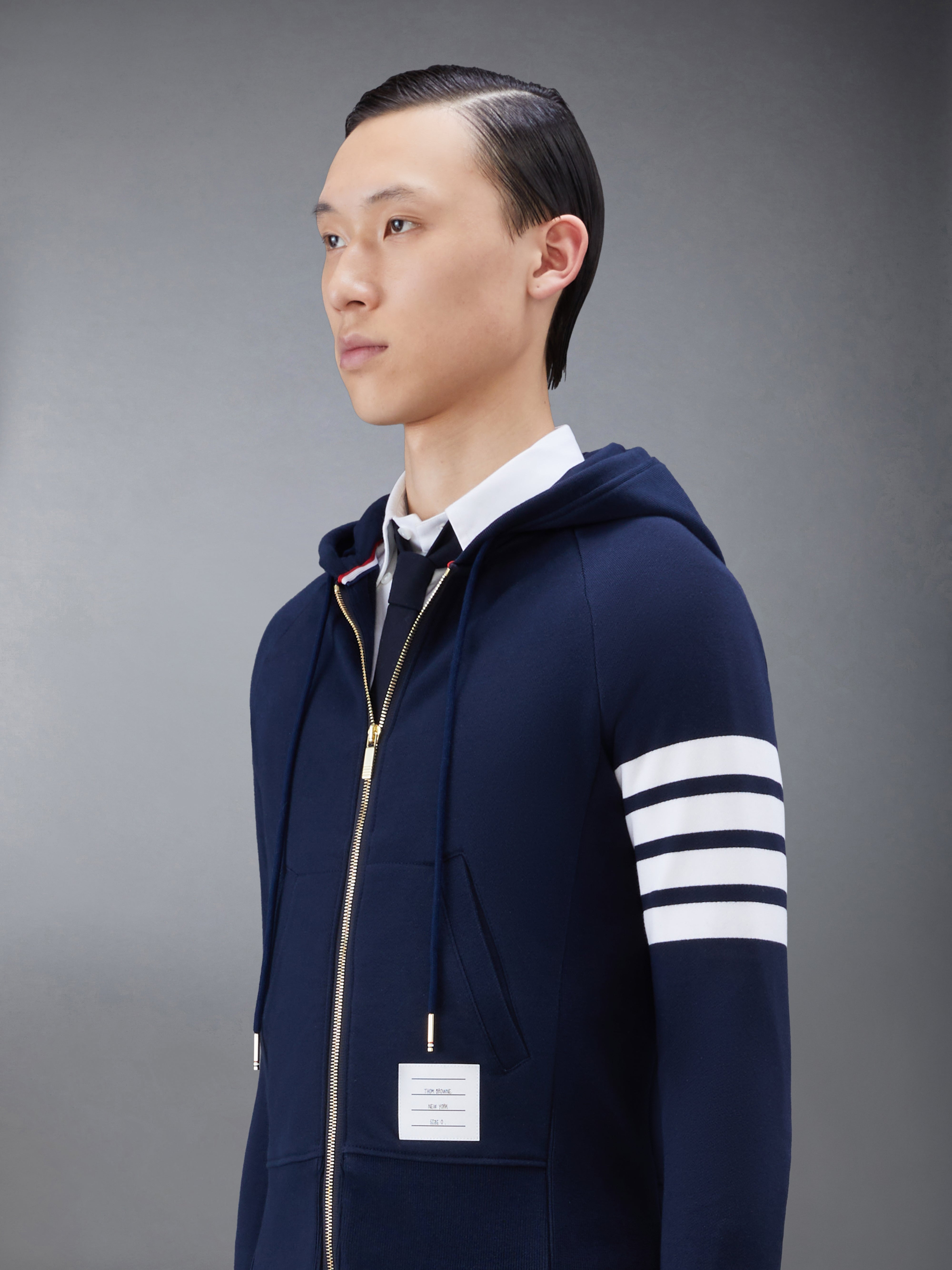 Navy Loopback Jersey Knit Engineered 4-bar Zip-up Hoodie - 6