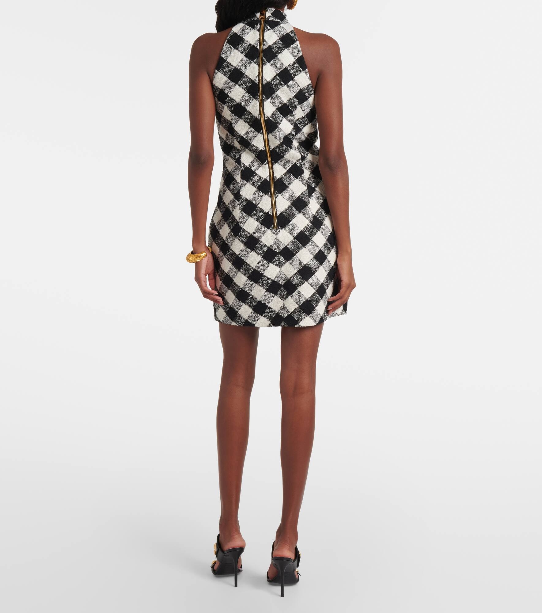 Halterneck cotton-blend tweed minidress - 3