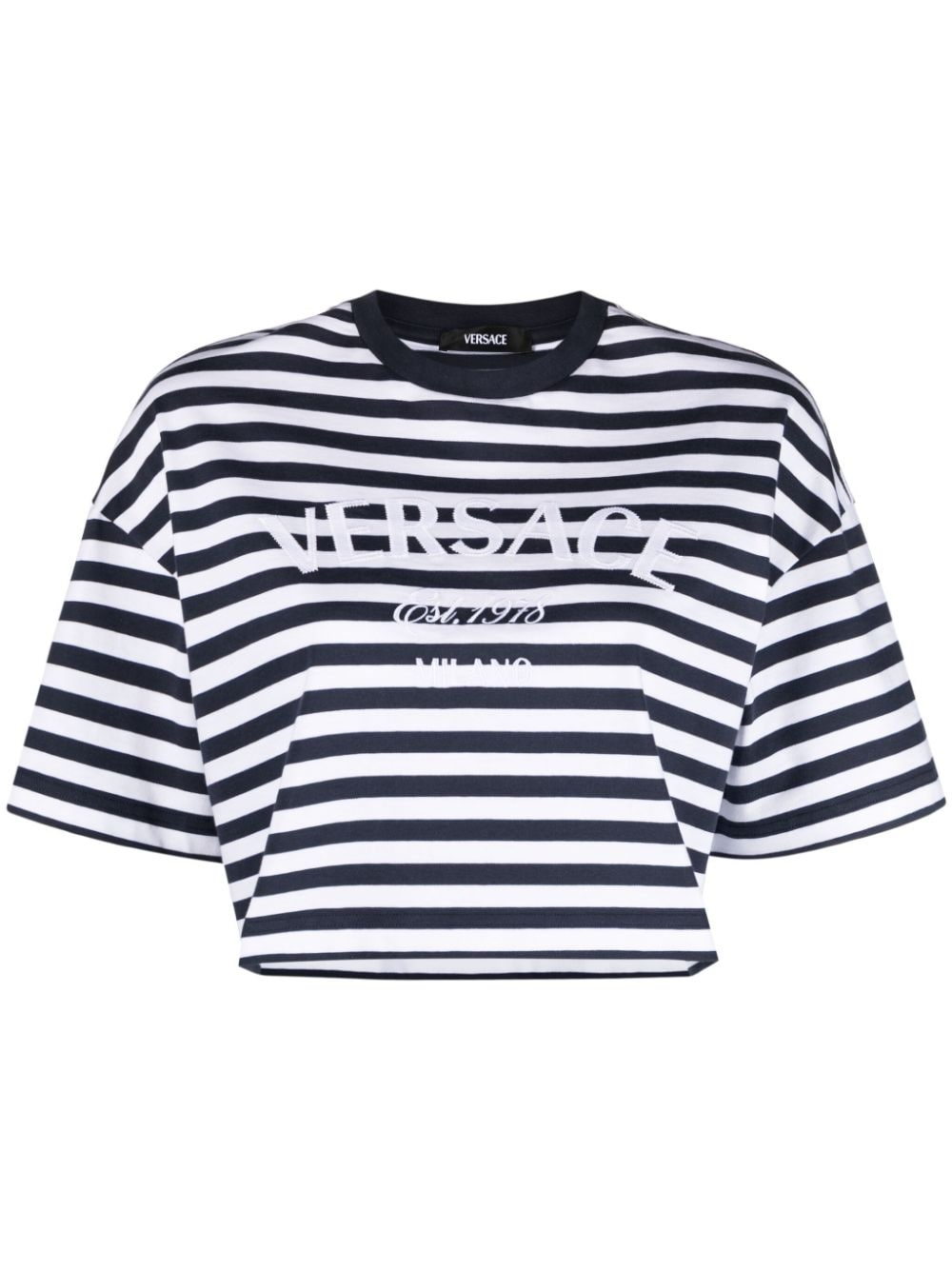 logo-embroidered striped T-shirt - 1
