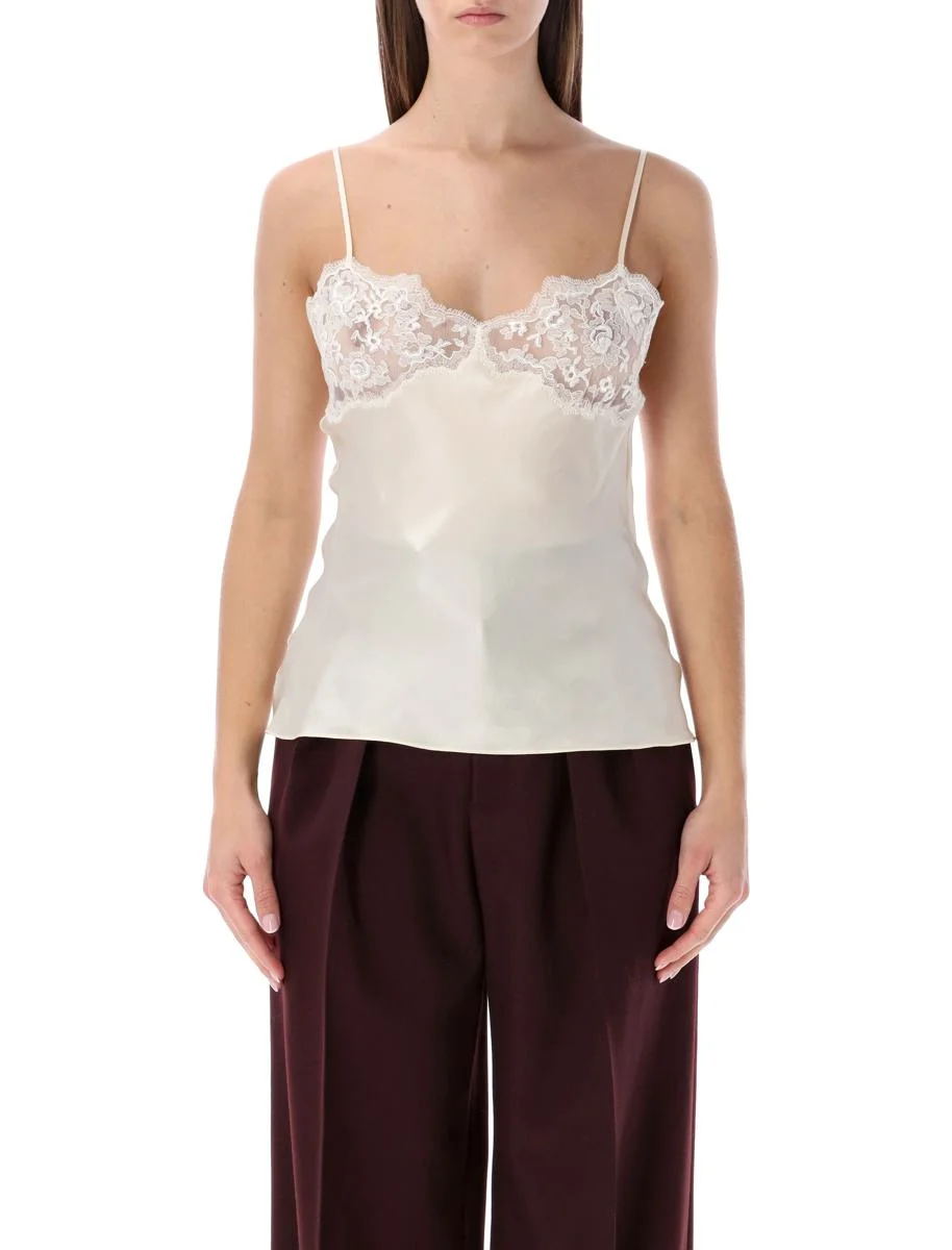 Chloé Ivory Silk Top With Lace - 1