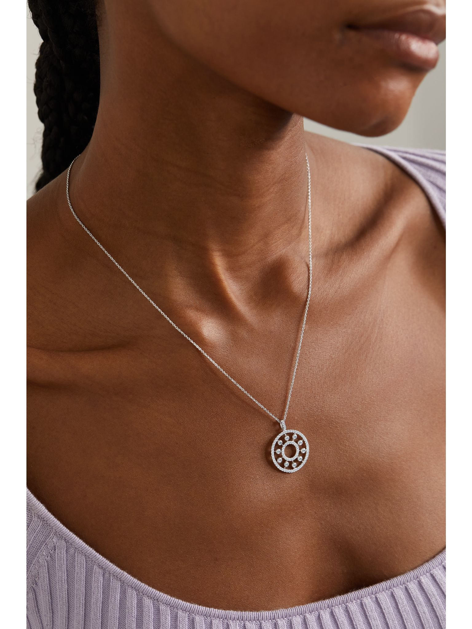Dewdrop Medallion 18-karat white gold diamond necklace Gold - 2