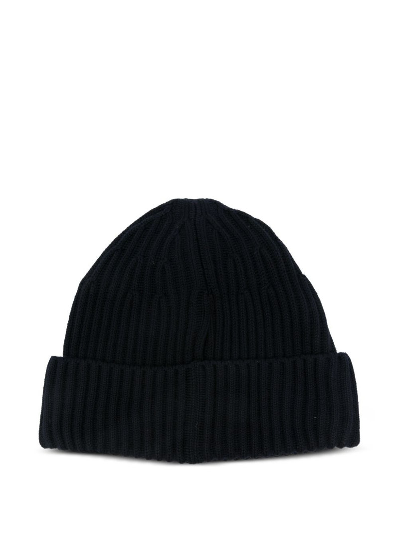 Stone Island ribbed logo-patch beanie hat outlook