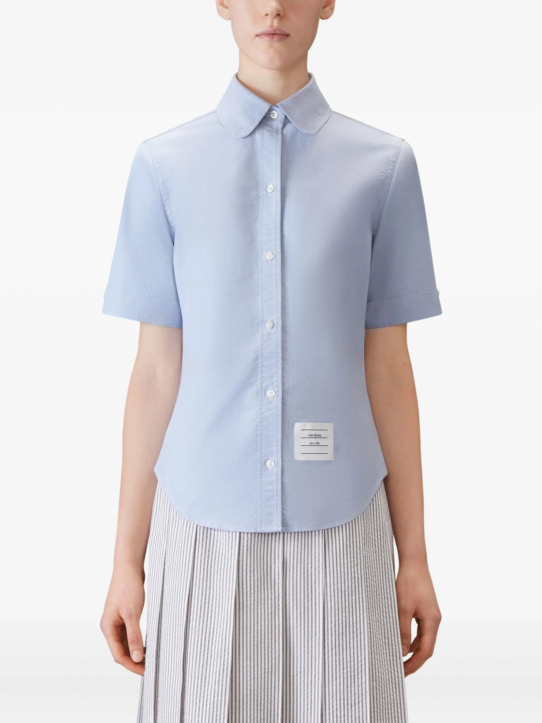 Oxford Round Collar Short Sleeve Shirt Women - 4