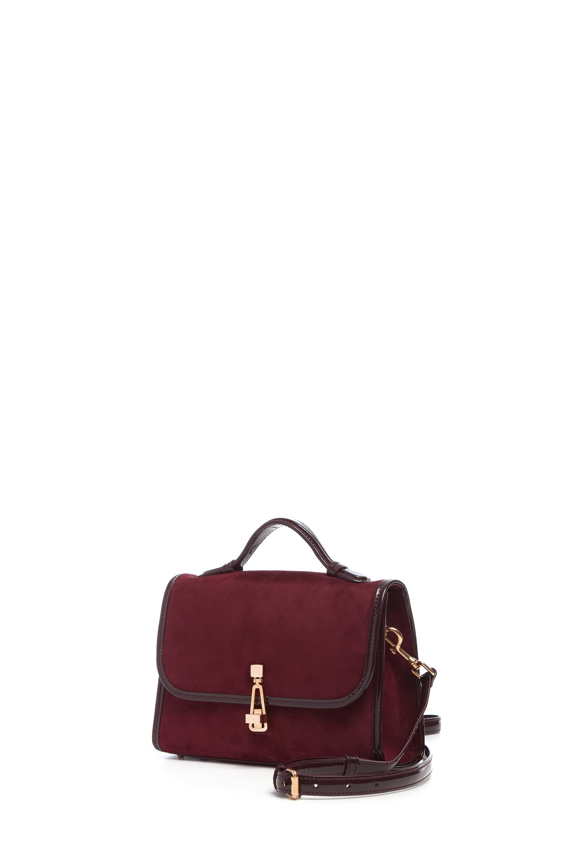Small Leonora Flap Bag in Bordeaux Suede - 2