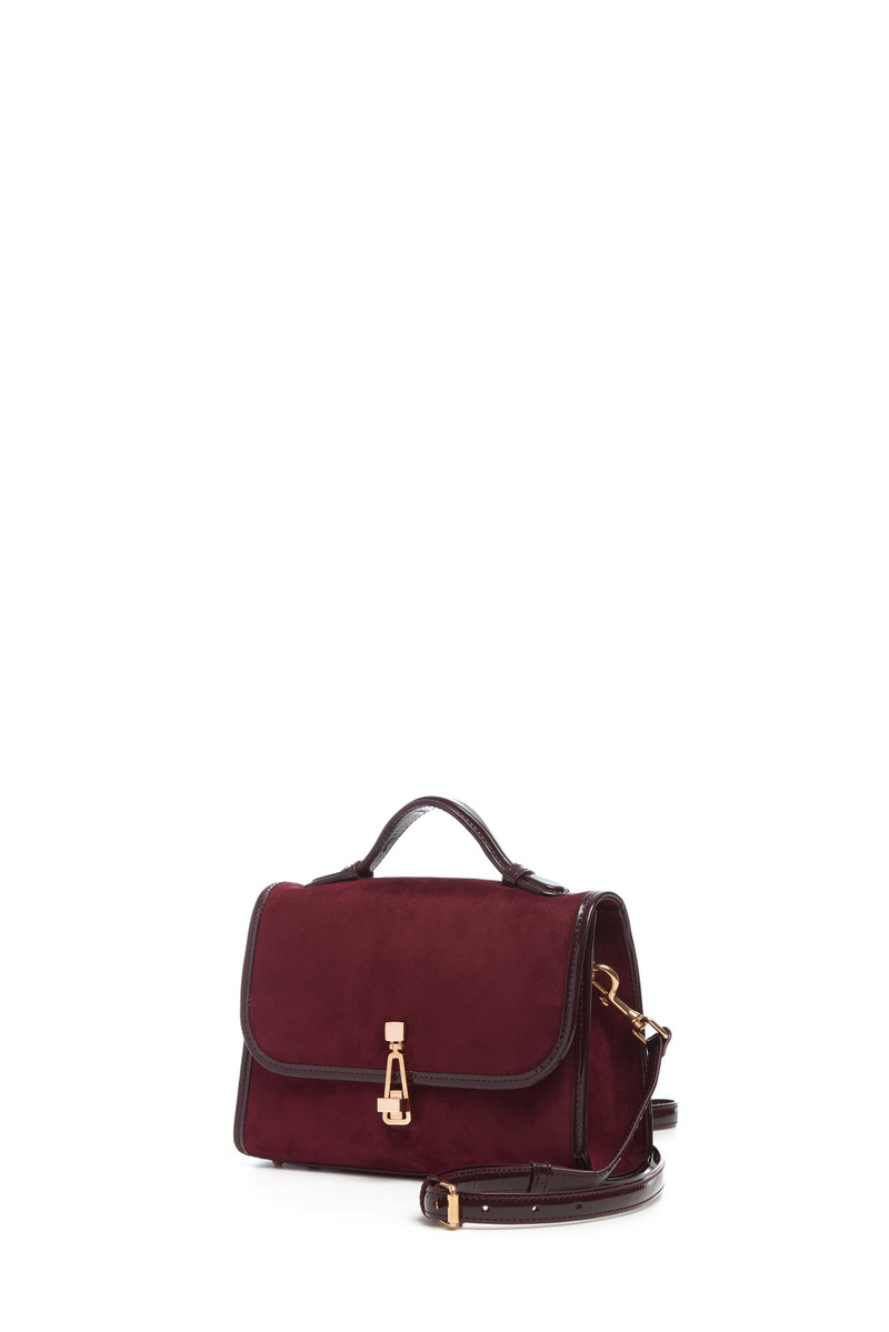 GABRIELA HEARST Small Leonora Flap Bag in Bordeaux Suede outlook