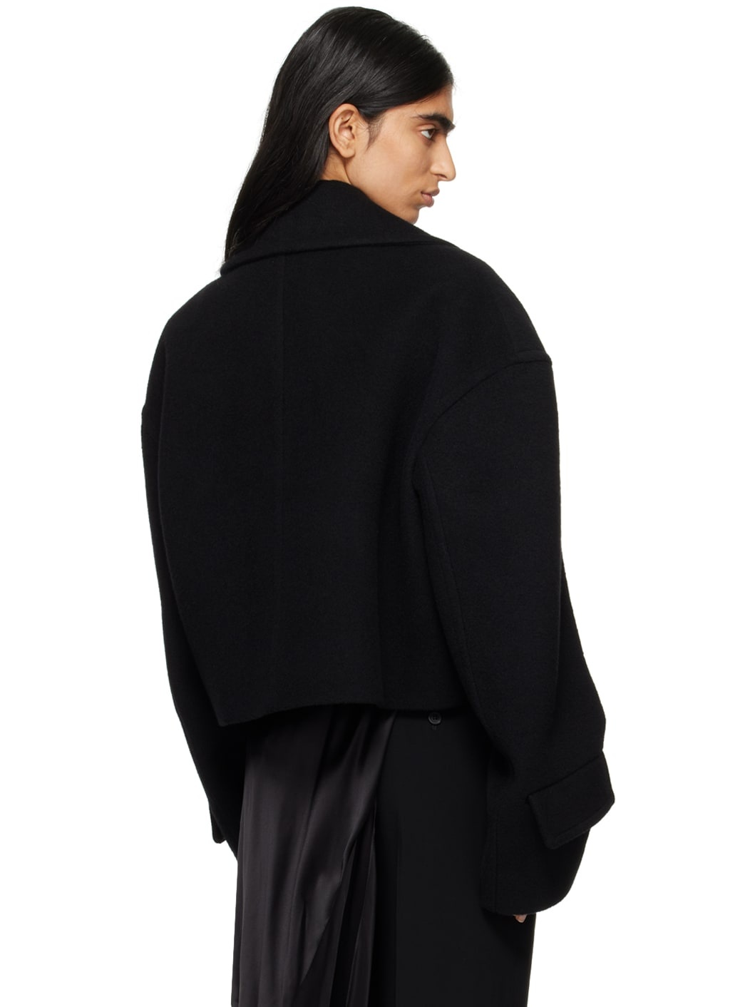 Black Davin Double-Breasted Short Jacket - 3