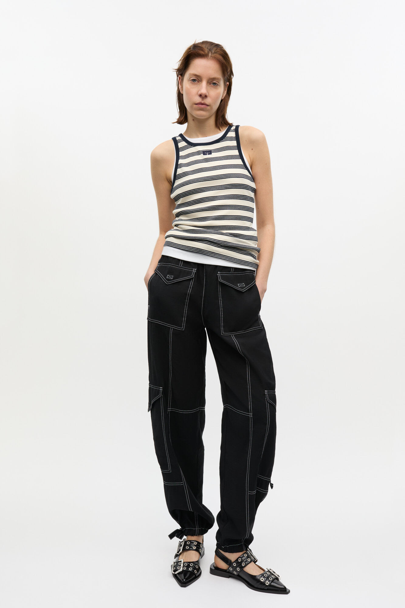 LIGHT SLUB POCKET PANTS - 2