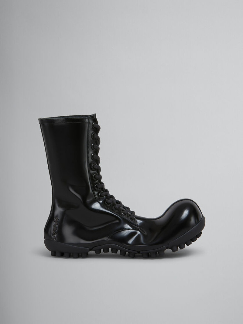 BLACK PATENT LEATHER WAVE BOOT 1