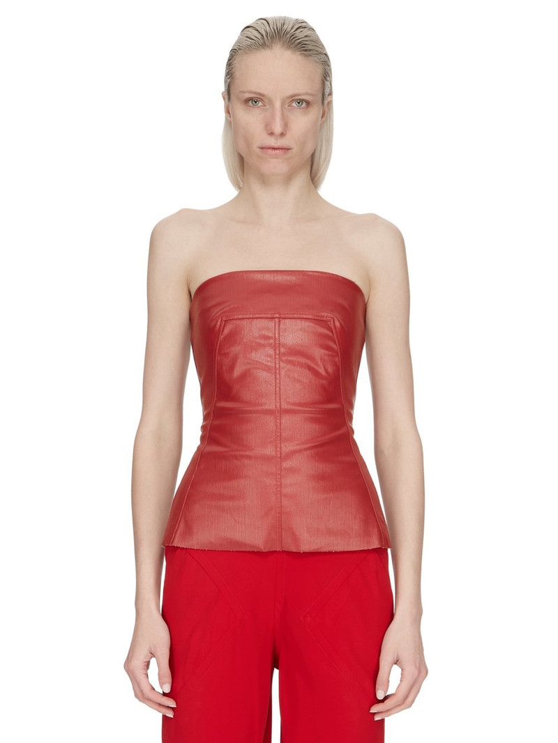Red Coated Denim Camisole - 1