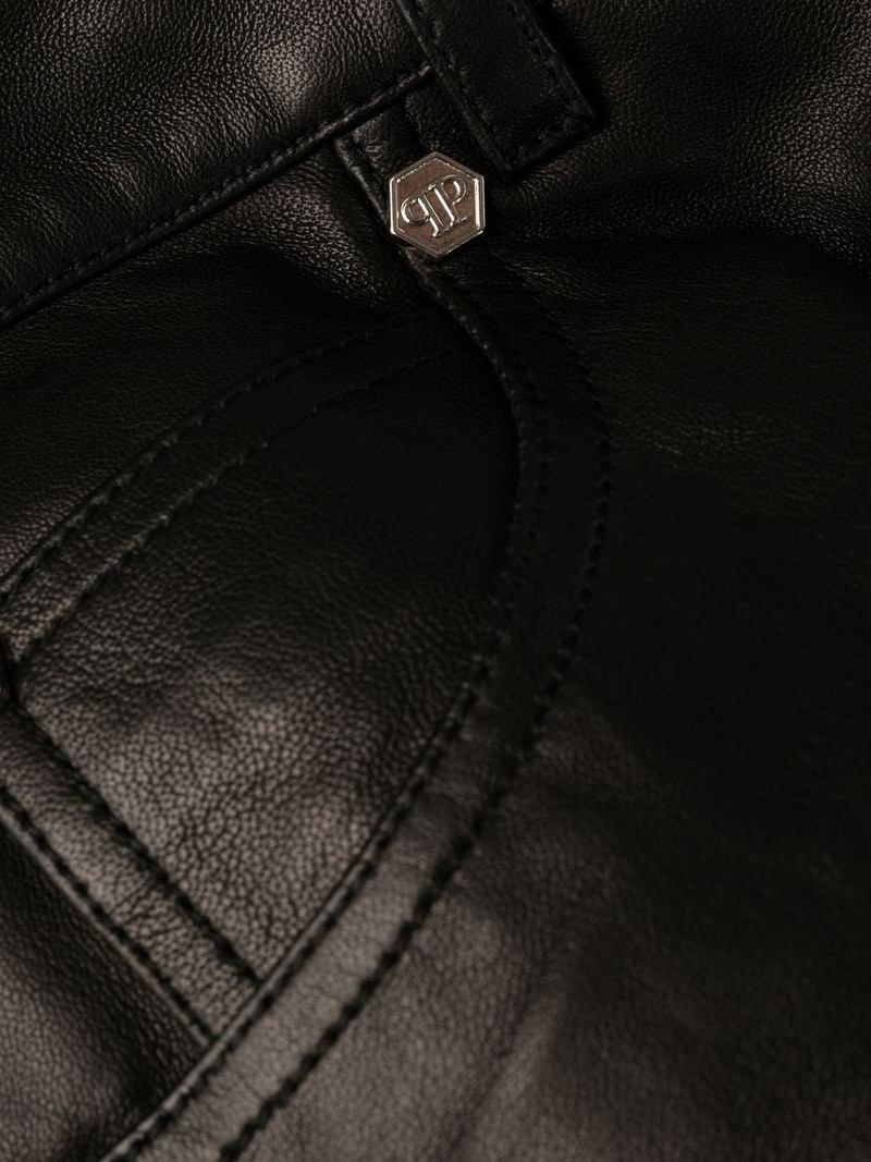 straight-leg lambskin trousers 7