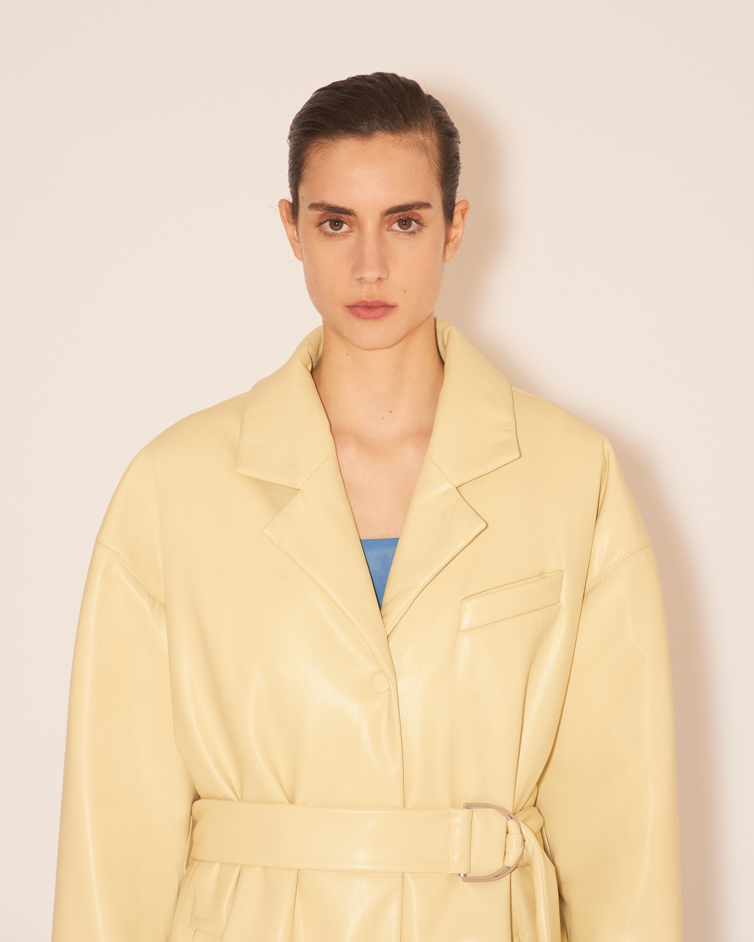 LIBAN - Belted OKOBOR™ alt-leather padded jacket - Hay - 6