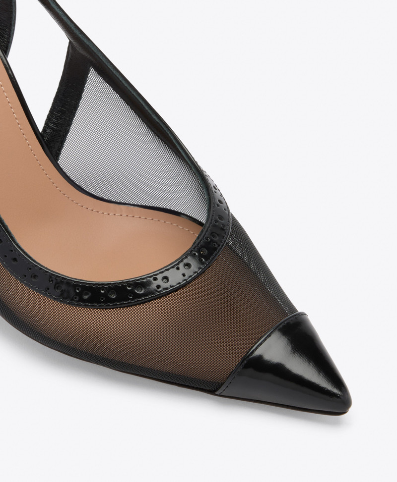 Aubrey 70 Black Mesh Slingbacks 4