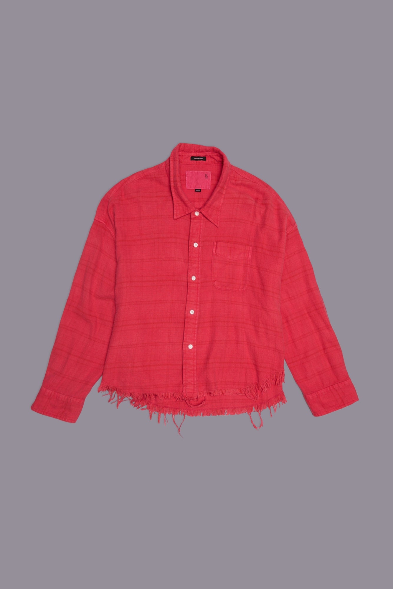 DROP NECK CROPPED SHIRT - OVERDYED FUCHSIA PLAID - R13 - 3