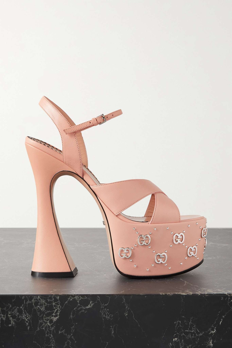 Embellished leather platform sandals - 1